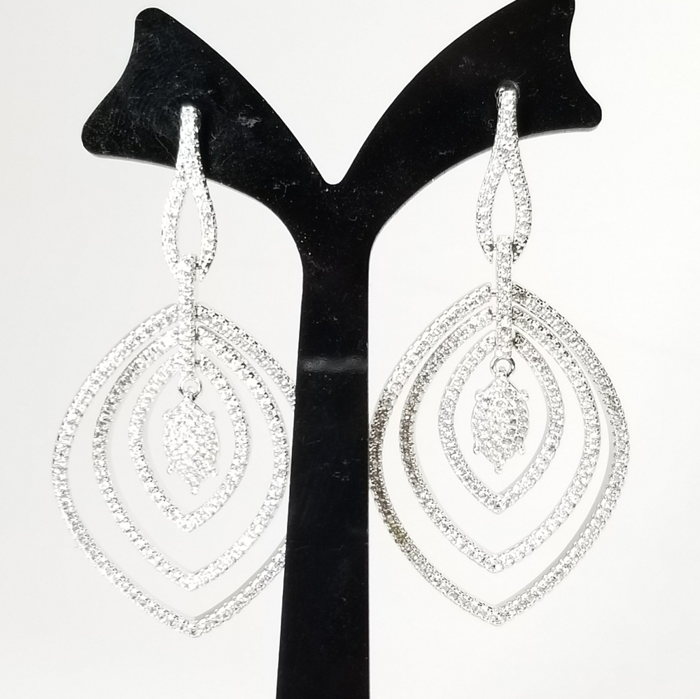 NEW Glam Bling Pave CZ Earrings - Picture 4 of 7
